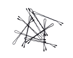 Styling black metal hairpins isolated on white background