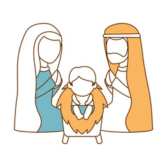 holy family christmas characters vector illustration design