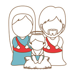 holy family christmas characters vector illustration design