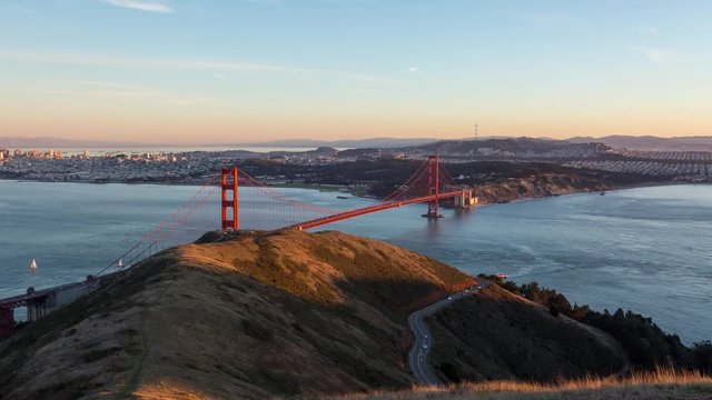 Golden Gate Bridge and San Francisco Bay Area Day to Night Sunset Timelapse