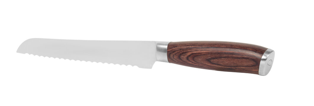 Bread knife on white background