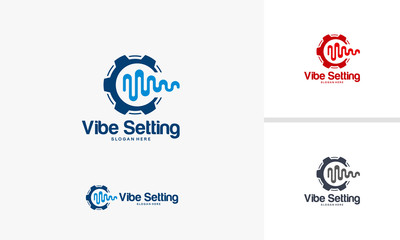 Vibe Setting logo designs concept, Pulse and Gear logo designs template