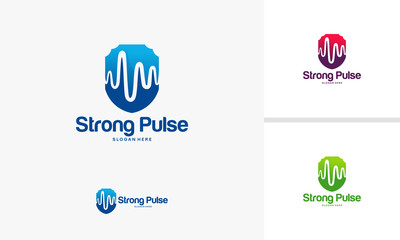 Health Secure logo template, Strong Pulse logo designs concept