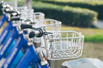 Bicycle handle bar close up. Vintage filter.