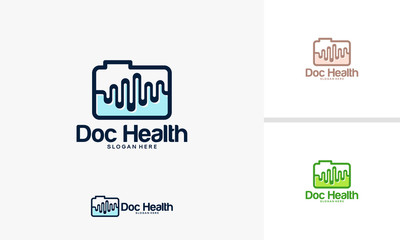 Health Document logo designs concept, Health logo designs vector, Document logo template