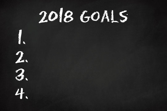 2018 goals 2018 plan on blank chalkboard background, space for text, new year success in business