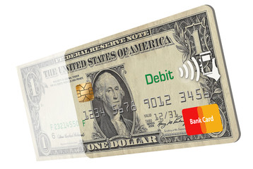 Go cashless. That idea is the theme of this 3-D illustration showing a dollar bill that has become a credit card. Credit cards replace the need to carry cash.