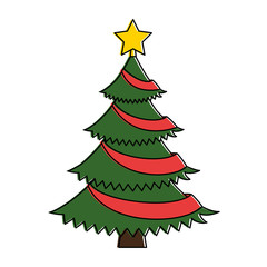 merry christmas tree with star vector illustration design