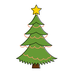 merry christmas tree with star vector illustration design