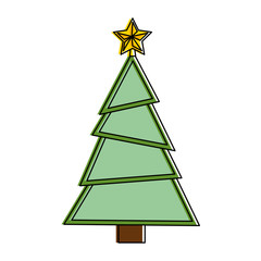merry christmas tree with star vector illustration design