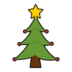 merry christmas tree with star vector illustration design