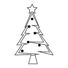 Fototapeta na wymiar merry christmas tree with star vector illustration design