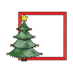 merry christmas tree with star vector illustration design