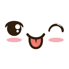 Fototapeta premium face emoji kawaii character vector illustration design