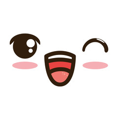 face emoji kawaii character vector illustration design