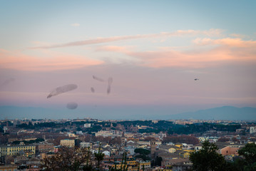 Helicopter chasing birds in Rome