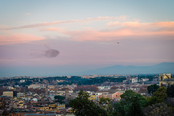 Flock of birds in the sky of Rome
