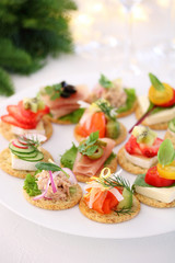 Delicous assorted cnapes for festive appetizer