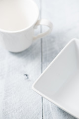 Empty White square bowl coffee mug