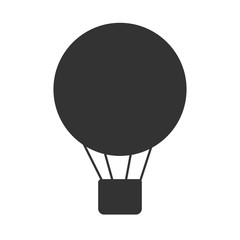 Black and white air balloon or airship icon isolated on background. Steampunk old flying machine in dark color. Simple vector illustration symbol