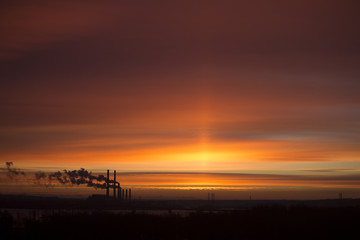 Fototapeta na wymiar City landscape at dawn