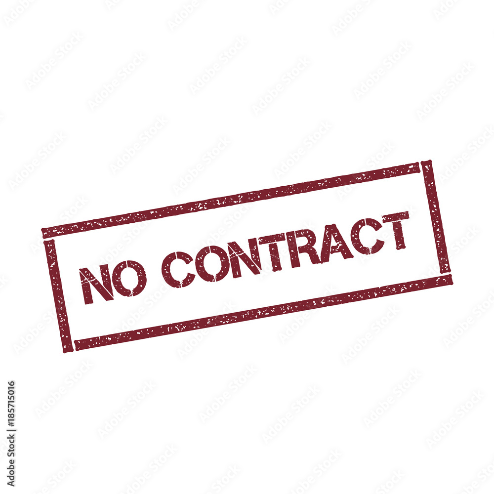Poster no contract rectangular stamp. textured red seal with text isolated on white background, vector illu
