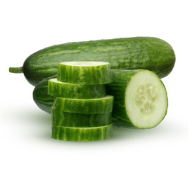 smooth cucumber isolated on white background.