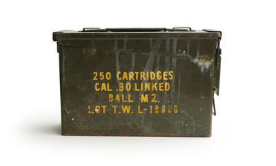 Ammo Container Front WWII Era Isolated on White Background