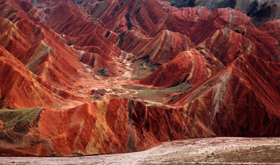 panorama of rainbow-mountain in Zhangye Danxia Landform Geological Park in China