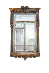 Window of an old house. Picture of window, window frame.