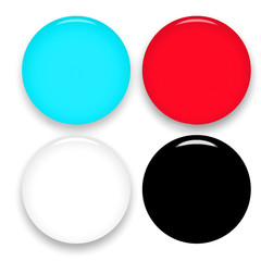 Multicolor set of blank round glass buttons. Web icons template. 3d illustration