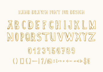 Golden hand drawn letters and numbers