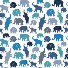 Obraz premium Seamless vector pattern with elephants. Texture for wallpaper, fills, web page background.