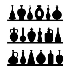 Set of black bottles on white background. Vector illustration for your cute design.