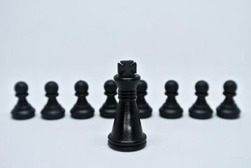  King and pawn black chess pieces isolated on white background