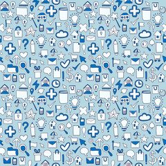 Seamless pattern with icons. Endless texture for wallpaper, fill,  web page background, surface texture.