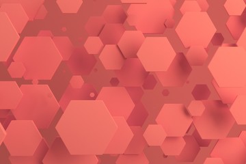 Red hexagons of random size on red background