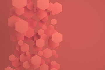 Red hexagons of random size on red background