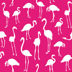 Vector pattern with flamingo bird silhouette. Seamless pattern can be used for wallpaper,  pattern fills, web page background,  surface textures.