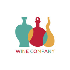 Bottles of wine. Logo Design Template.