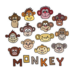 Obraz premium Animal Portrait Monkey. Vector illustration
