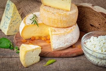 cheese on wooden table