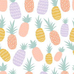 Colorful pineapple seamless pattern vector illustration. 