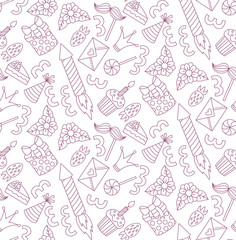 Party doodle icons seamless vector pattern