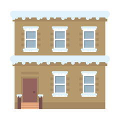 snow-covered house flat icon set