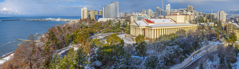 Fototapeta premium SOCHI, RUSSIA - DECEMBER 18, 2016:18, 2016: Winter theater after a snowfall