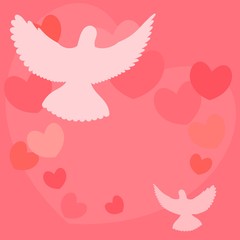  background of pigeons and hearts, St. Valentine's Day