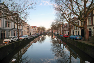 Fototapeta premium canal in the center of city Gouda with old buildings
