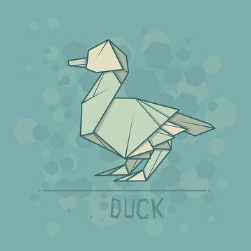 Vector illustration paper origami of duck.