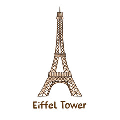 Fototapeta na wymiar hand drawn Eiffel Tower isolated vector illustration